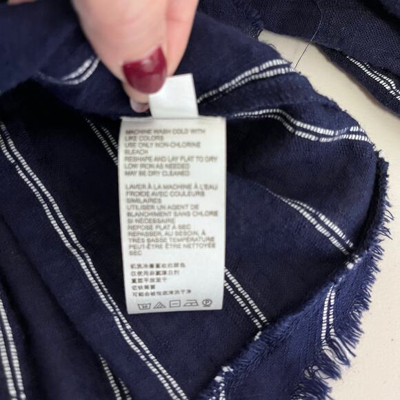 Free‎ People Womens Pesant Top XS Evey Stripe Keyhole Tassel Tie Festival Boho - Picture 7 of 10